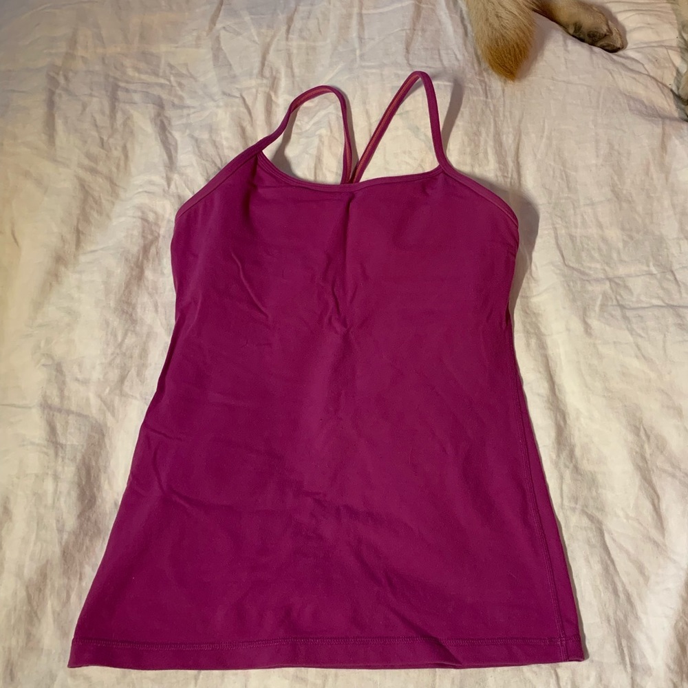 Lululemon magenta Power Y tank (built in bra)